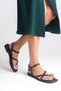 Black Ring Buckle Women's Sandals – Leather, Lightweight, Comfortable, Non-Slip Sole, Orthopedic, Summer, Ring - 3