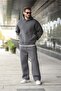 Smoked Hooded Kangaroo Pocket Men's Tracksuit Set E7338