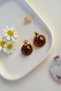 Amber Brown Steel Vintage Earrings - 4