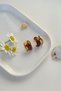 Amber Brown Minimal Vintage Earrings – Gold Steel