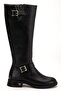 Black Women's Boots Flat Heeled Ankle Belted - 3