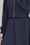 Zippered Skirt Suit-Navy Blue - 4