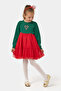 Glittery Tulle Crown Gift Christmas Dress for Girls Christmas Green - 2