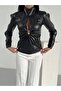 Blouse with Front Drop Accessories and Sleeve Top Cut-Out Detail - 5