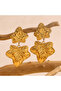 Gold Color Hanging Flower Leaf Figured 316L Steel Earrings 5 cm - 4