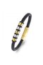 Genuine Leather and 316L Gold Tone Steel Men's Bracelet 31834B21D2