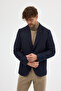 Wesley Men's Dark Lacquer Italian Striped Cashmere Fabric Half-Lined Pocketed Mono-Collar Sports Blazer Jacket - 6