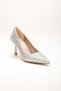 Silver Women's Evening Dress Stiletto Heels Shoes with Stones Thin Heels - 4