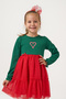 Glittery Tulle Crown Gift Christmas Dress for Girls Christmas Green - 4