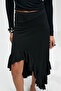 Adobre Women's Stretchy Fabric Asymmetrical Cut Black Skirt - 5