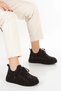 Women's Black Sparkle Stone High Platform Sole Sneaker