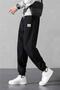 نسيج الصوف Sweatpants الرجال السود كبيرة الحجم