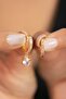 Women's Single Stone Detailed Hoop Model Earrings - 2