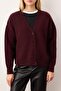 Wardrobe Essentials Bordo Alpaca Karışımlı Basic Triko Hırka TWOAW26HI00265 - 3