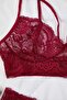 Bordo Tül Detaylı Dantel Kapsız Örme İç Çamaşırı Takımı THMAW26CC00021 - 7