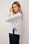 Kar Melanj Kurdele Detaylı Bisiklet Yaka Kalın İçi Polarlı Crop Örme Sweatshirt TWOAW26SW00075 - 3