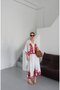 Burgundy Embroidered 100% Cotton Shirt Skirt Set - 5