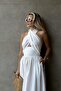 Ecru Halter Neck Designer Dress - 3