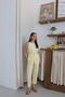 Yellow Shoulder Twist Detailed Blouse Pants Set - 5