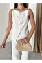 Natural 100% Cotton Thin Strap Pocket and Button Detailed Vest - 3