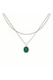 Nessa 2-Piece Italian Chain Green Natural Stone Silver Color Chain Men's Tarnish-Free Steel Necklace - 5