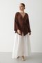 Brown Multi-Button Kimono - 6