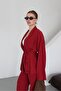 Burgundy Shawl Collar Kimono Set - 6