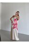 Cream Strapless Floral Print Long Dress - 7