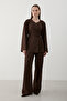 Brown Drawstring Kimono Set - 8864 - 4