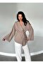 Milk Coffee Color Belted Kimono with Button Detail - 005 - 6