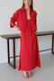 Red Modal Shirt Dress Set - 4