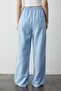 Blue Elastic Waist Cotton Linen Trousers - 6
