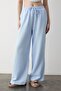 Blue Wide Leg Trousers with Elastic Waist