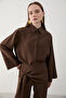 Brown Belt-Detail Trouser Shirt Set - 8862 - 7