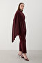 Burgundy Self-Tied Blouse and Pants Set - 8752 - 6