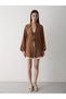 Brown 100% Cotton Linen Kimono Blouse with Lace Detail - 8