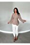 Milk Coffee Color Belted Kimono with Button Detail - 005 - 4