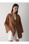 Brown 100% Cotton Linen Kimono Blouse with Lace Detail - 6