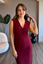 Burgundy Dress with Double Breasted Collar Accessories - 3