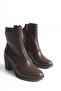 Harper Women's Brown Zippered Thick Heeled Casual Boots - 4
