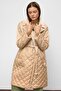 Plush Garnished Double Breasted Quilted Coat with Snap Closure Taş 6787 - 4