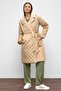 Plush Garnished Double Breasted Quilted Coat with Snap Closure Taş 6787 - 3
