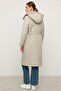Removable Hooded Turn-Down Collar Quilted Jacket Stone 6792 - 8