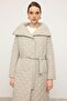 Removable Hooded Turn-Down Collar Quilted Jacket Stone 6792 - 5