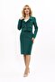 Shirt Collar Short Jacket & Plain Tight Skirt - Emerald - 1055540