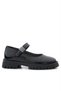 Black Patent Leather Velcro Thick Sole Metal Detailed Girls' School Shoes - 3