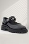 Black Patent Leather Velcro Thick Sole Metal Detailed Girls' School Shoes