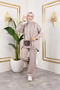 Modal Fabric Beige Oversized Two-Piece Set - 4