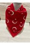 Red Moon Star Turkish Flag Themed Cotton Fabric Scarf - Bandana - 23 April, 29 October, 19 May - 2