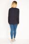 Women's Large Size Navy Blue Print Detailed Viscose Blouse 65n30457 - 4